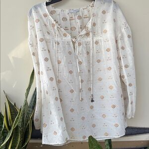 Joie Cream Blouse with Gold Accents